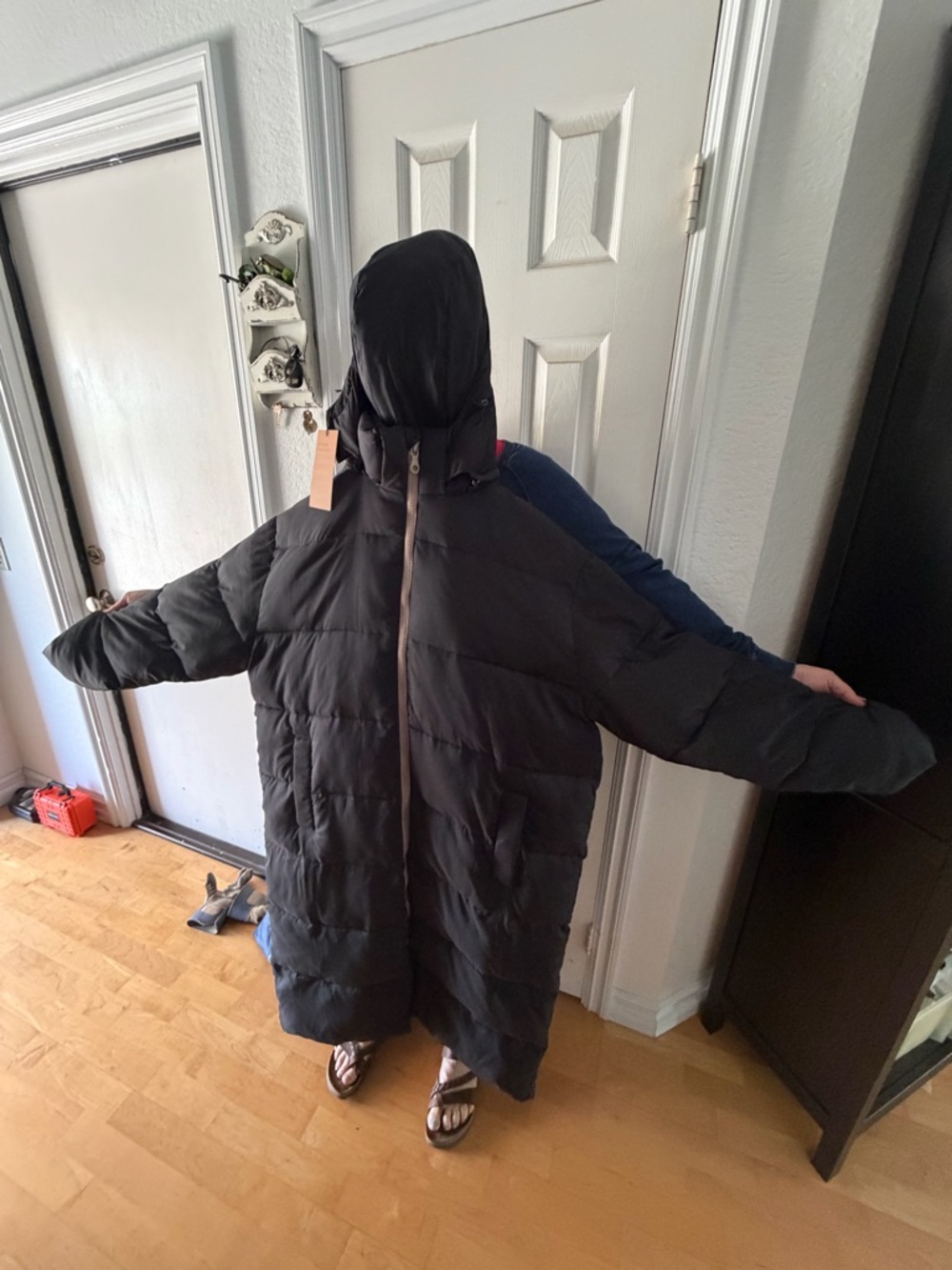 girlfriend collective Black Long Hooded Puffer Coat